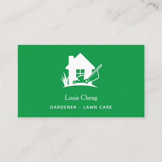 Groene witte maaier voor graszorg visitekaartje (Voorkant)