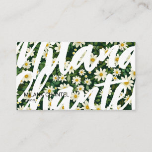 Groene Witte Madelief Modern Boho Bloem Bloemist Visitekaartje