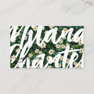 Groene Witte Madelief Modern Boho Bloem Bloemist Visitekaartje