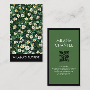 Groene Witte Madelief Modern Boho Bloem Bloemist Visitekaartje