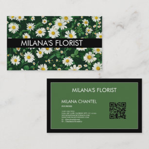Groene Witte Madelief Modern Boho Bloem Bloemist  Visitekaartje