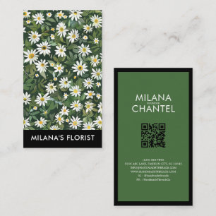 Groene Witte Madelief Modern Boho Bloem Bloemist Visitekaartje