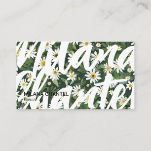 Groene Witte Madelief Modern Boho Bloem Bloemist Visitekaartje