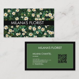 Groene Witte Madelief Modern Boho Bloem Bloemist  Visitekaartje