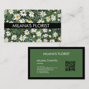 Groene Witte Madelief Modern Boho Bloem Bloemist  Visitekaartje