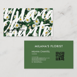 Groene Witte Madelief Modern Boho Bloem Bloemist Visitekaartje