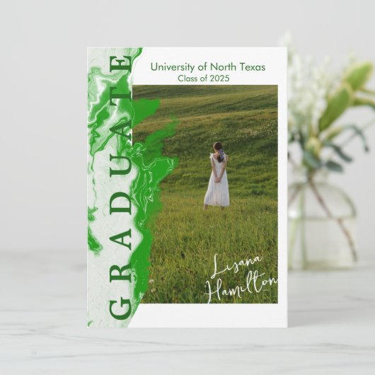 Groene Witte Marmeren Diploma Uitnodigingskaart Kaart (Staand voorkant)