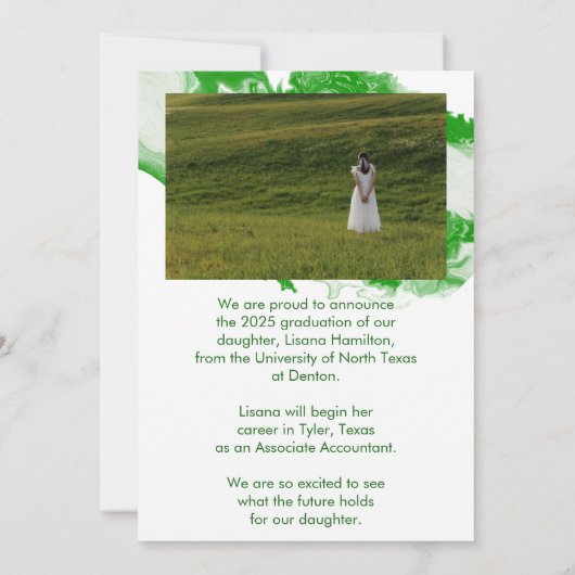 Groene Witte Marmeren Diploma Uitnodigingskaart Kaart (Achterkant)