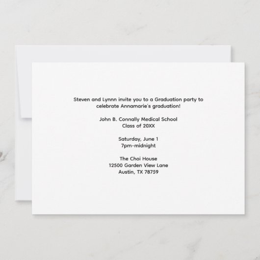 Groene witte medische school foto afstudeerfeest kaart (Achterkant)