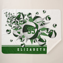 Groene witte meisjes sportkamer basketballen sterr sherpa deken