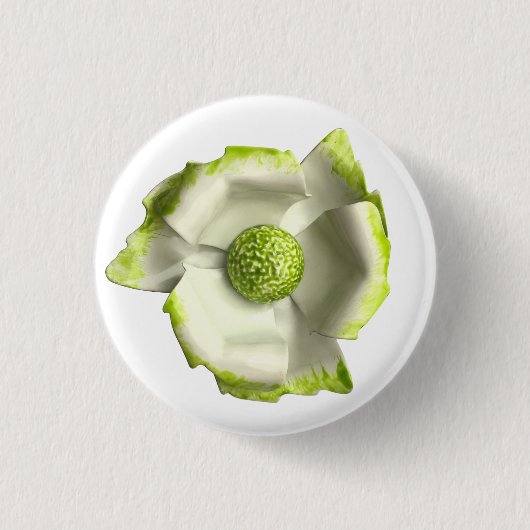Groene witte mod bloemen lenteverbinding ronde button 3,2 cm (Voorkant)