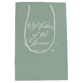 Groene witte moeder van de bruidegom script typogr medium cadeauzakje (Voorkant)