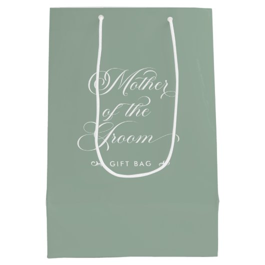 Groene witte moeder van de bruidegom script typogr medium cadeauzakje (Achterkant)