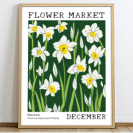 Groene Witte Narcissus December Geboorte Bloem Mar Poster