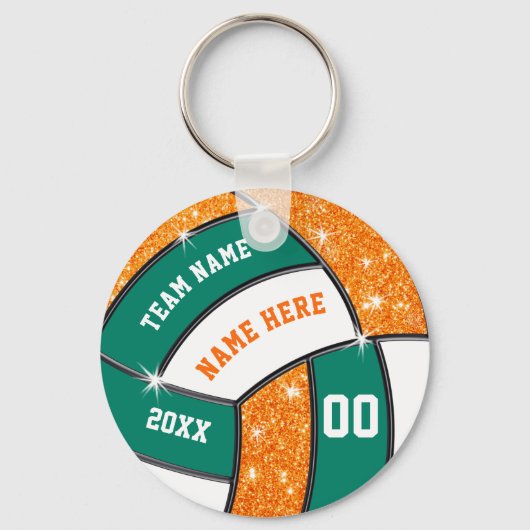 Groene, witte, Oranje Cheap Volleyball Gift Ideeën Sleutelhanger (Voorkant)