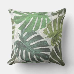 Groene & Witte Palm Tropische Bladeren Patroon Kussen