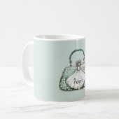 Groene Witte Parels Tas Koffiemok (Voorkant links)