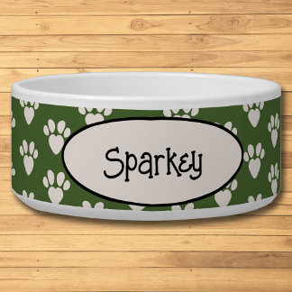 Groene & Witte Pawprints Voerbakje