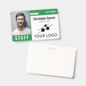 Groene Witte Personeels-ID-foto & Groot Logo Badge (Voor- en achterkant)