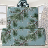 Groene Witte Pine Zilveren Spar Garlands Blauw Cadeaupapier