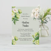 Groene Witte pioen Elegant Vrijgezellenfeest Kaart (Staand voorkant)