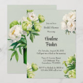 Groene Witte pioen Elegant Vrijgezellenfeest Kaart (Voorkant / Achterkant)