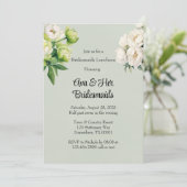 Groene Witte Pioen Elegante Bruidsmeisjes Luncheon Kaart (Staand voorkant)