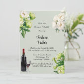 Groene Witte pioen Elegante brunch & bubbels Kaart (Staand voorkant)