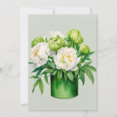 Groene Witte pioen Elegante brunch & bubbels Kaart (Achterkant)