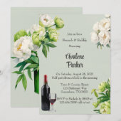 Groene Witte pioen Elegante brunch & bubbels Kaart (Voorkant / Achterkant)