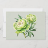 Groene Witte Pioen Repetitie Diner Uitnodiging (Achterkant)