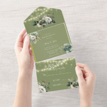 Groene witte pioenlicht bruiloft