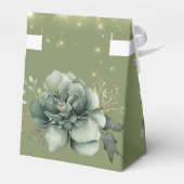 Groene witte pioenlicht bruiloft bedankdoosjes (Achterkant)