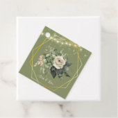 Groene witte pioenlicht bruiloft dank u bedankjes labels (In situ)