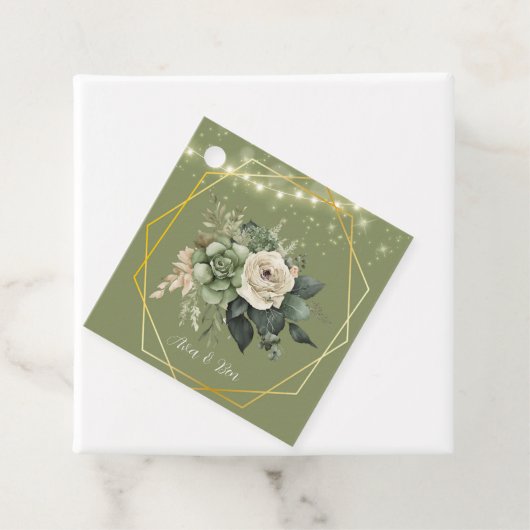 Groene witte pioenlicht bruiloft dank u bedankjes labels (In situ)