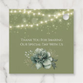 Groene witte pioenlicht bruiloft dank u bedankjes labels (Achterkant)