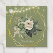 Groene witte pioenlicht bruiloft dank u bedankjes labels (Voorkant)