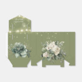 Groene Witte Pioenlichten Bruiloft Bedankdoosjes (Uitgevouwen)