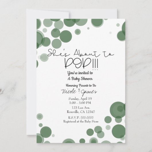 Groene & Witte Polka Dot Bubbles Ze staat op het p Kaart (Voorkant)