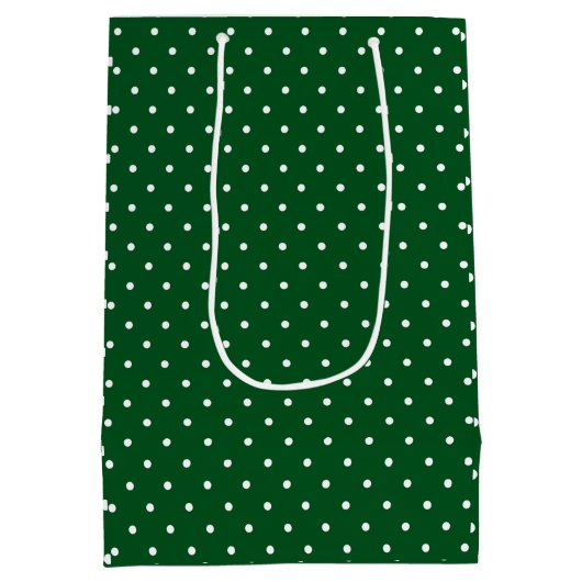 Groene witte polka dot kerstvakantie medium cadeauzakje (Achterkant)