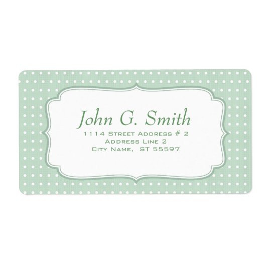 Groene witte polka-dot patroonlabel Sjabloon Etiket (Voorkant)