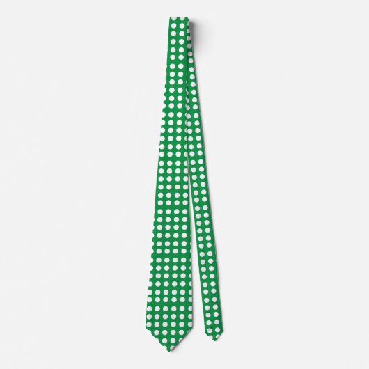 Groene Witte Polka Dot Retro Stropdas (Voorkant)