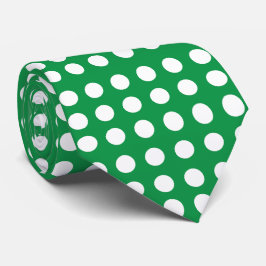 Groene Witte Polka Dot Retro Stropdas