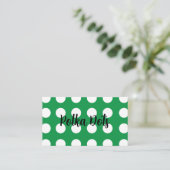 Groene Witte Polka Dot  Retro Visitekaartje (Staand voorkant)