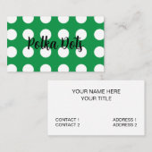 Groene Witte Polka Dot  Retro Visitekaartje (Voorkant / Achterkant)