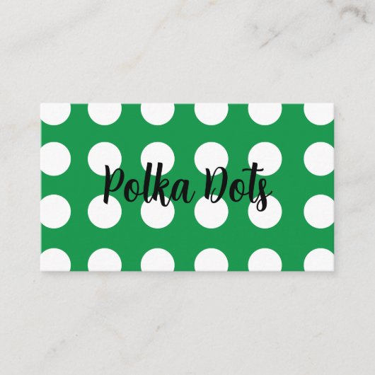 Groene Witte Polka Dot  Retro Visitekaartje (Voorkant)
