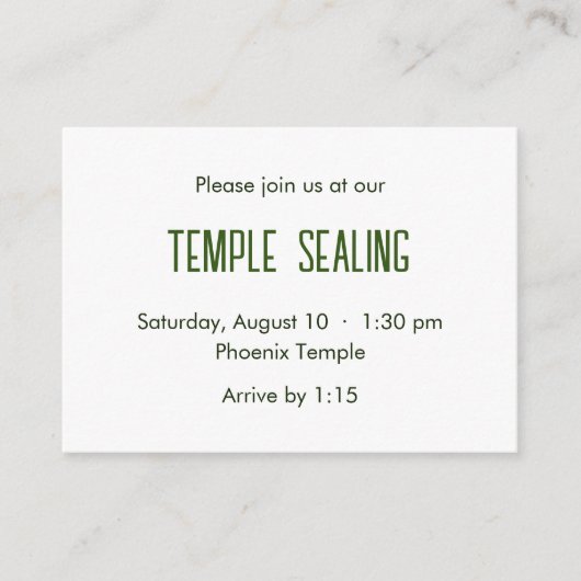 Groene & Witte Polka Dot Tempel Afdichting Uitnodi Informatiekaartje (Voorkant)