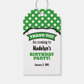 Groene Witte Polka Dot Verjaardag Dank u Labels Cadeaulabel (Voorkant)
