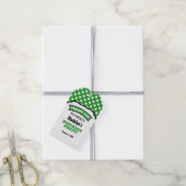 Groene Witte Polka Dot Verjaardag Dank u Labels Cadeaulabel (Met Touw)
