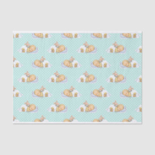 GROENE & WITTE POLKA STIPPEN MET SLAPENDE BABY TISSUEPAPIER